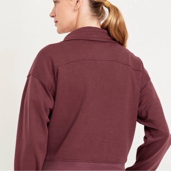 Old Navy Active Burgundy Half Zip Sweatshirt Thumb Holes Women’s Medium - Picture 2 of 6